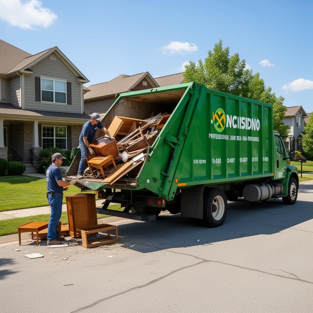 Happy Hauling Junk Removal truck and team